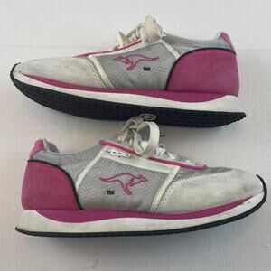 KangaROOS 80’s Athletic Running Shoes Pink Gray W/ Iconic Pocket, Womens Size 7